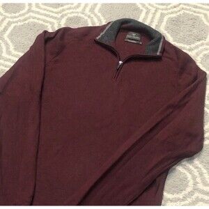Mack Weldon Tech Merino 1/4 Zip Sweater Mens XL Burgundy Performance Wool